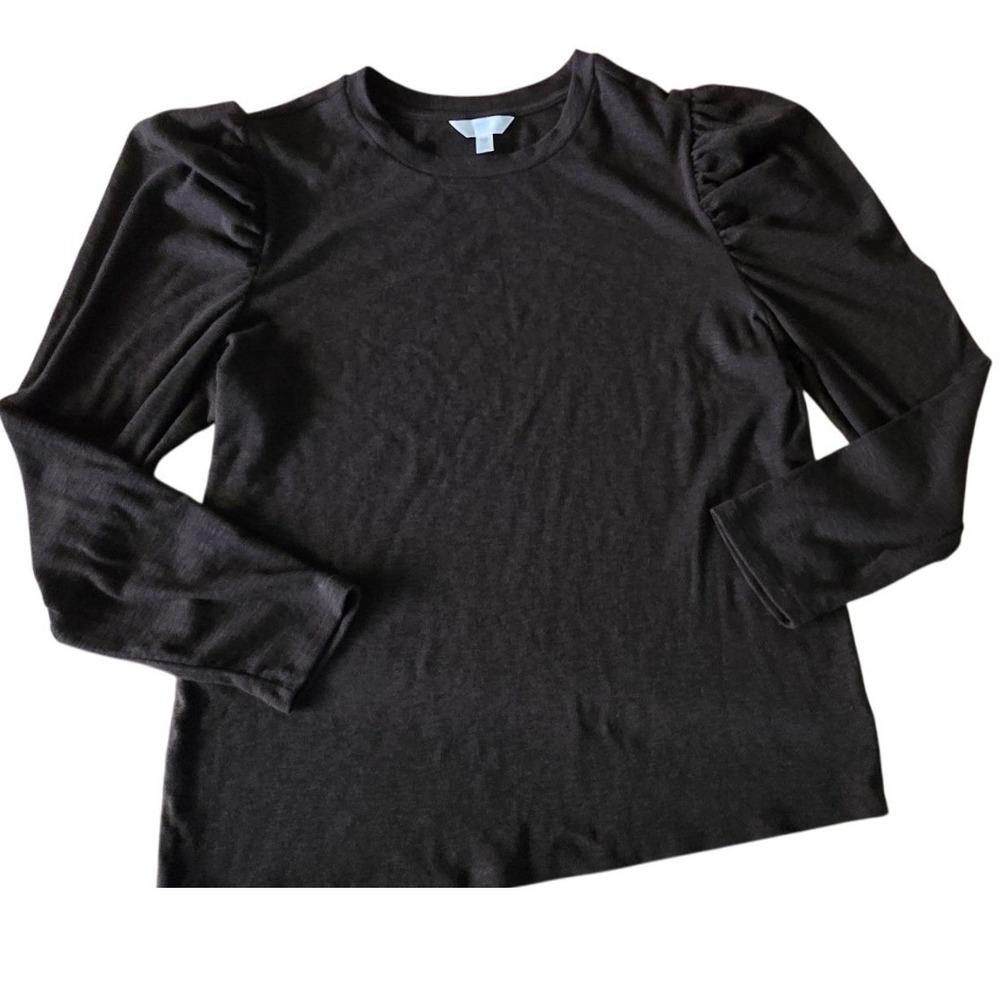 TIME AND TRU Puff Sleeve Crew Neck Long Sleeve T Shirt Top XXXL Black 3X 3XL 22 - Picture 3 of 5